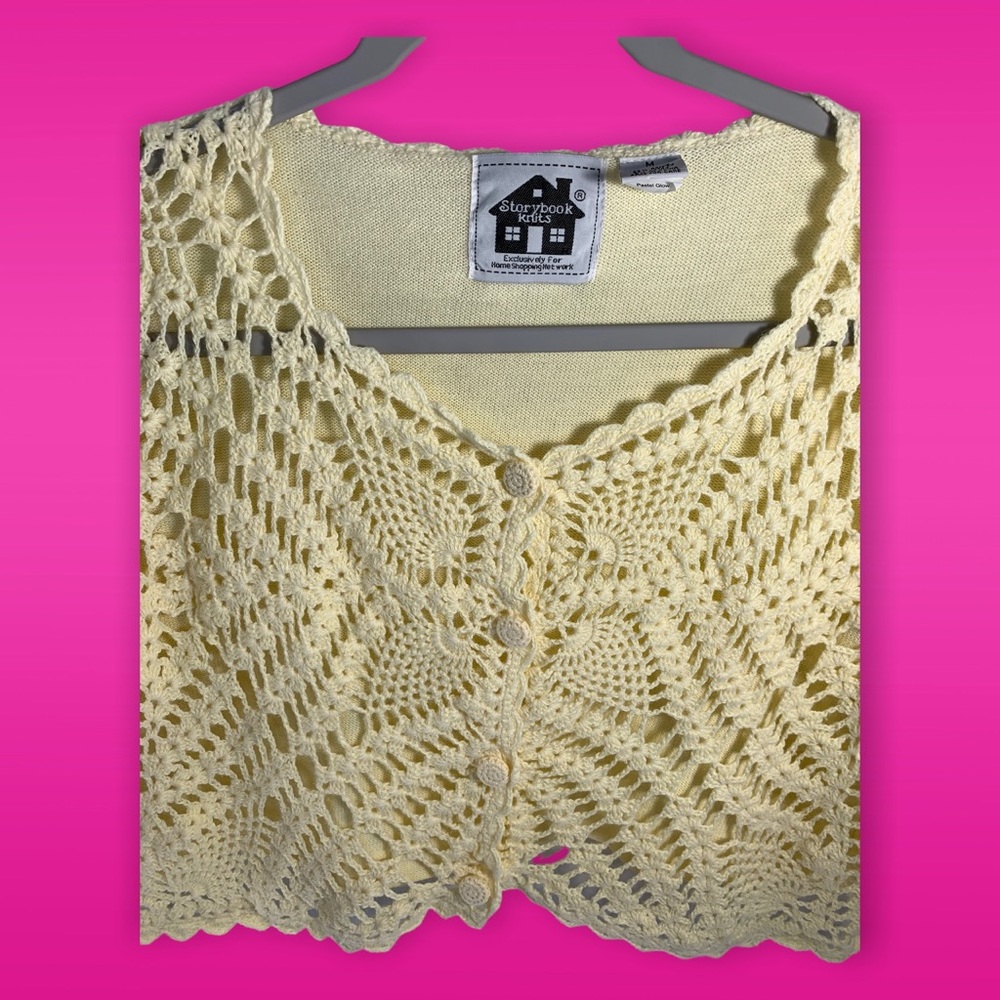 Storybook Knits Cropped Crochet Sweater - Picture 3 of 7